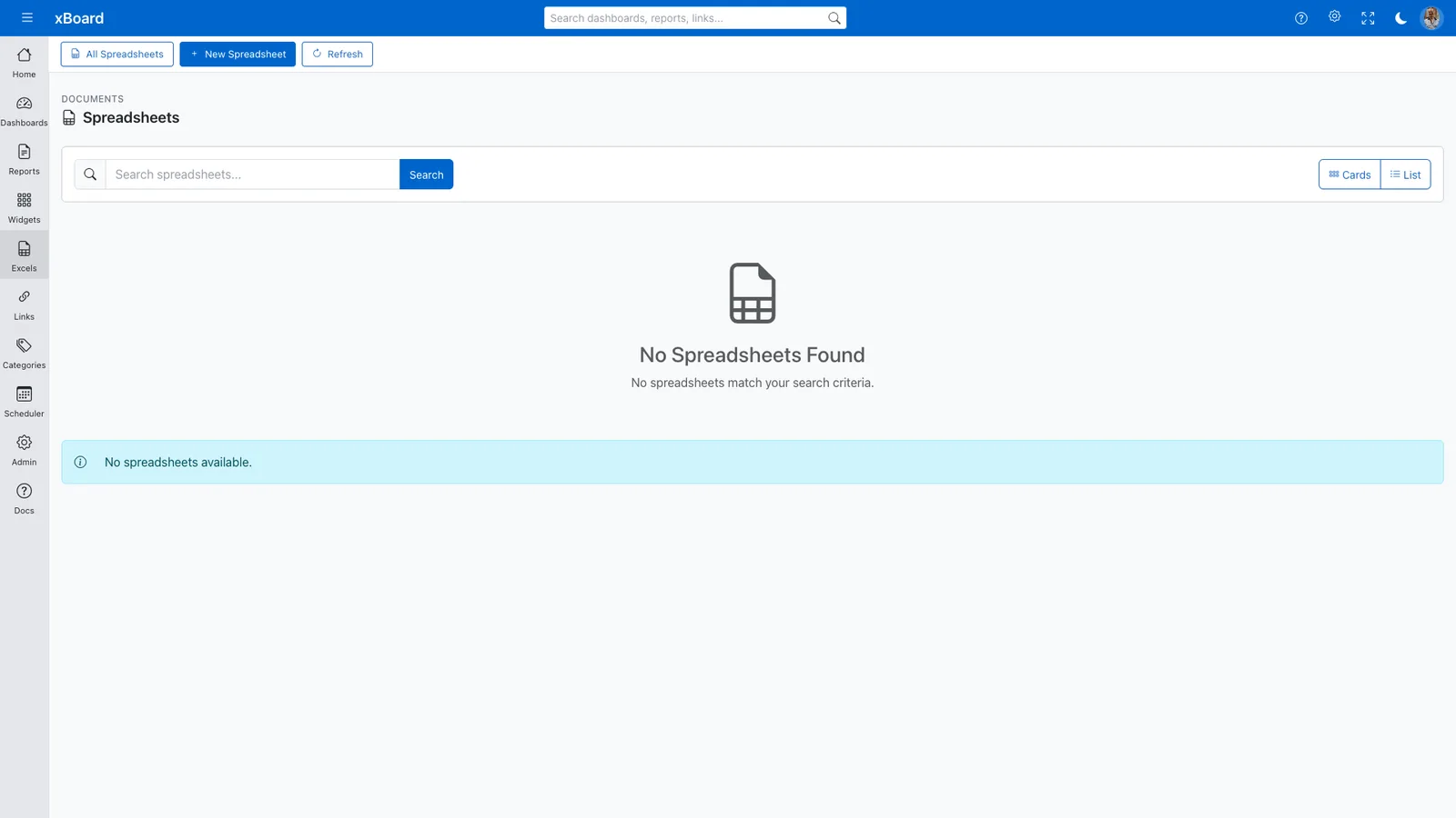 XBoard Spreadsheets