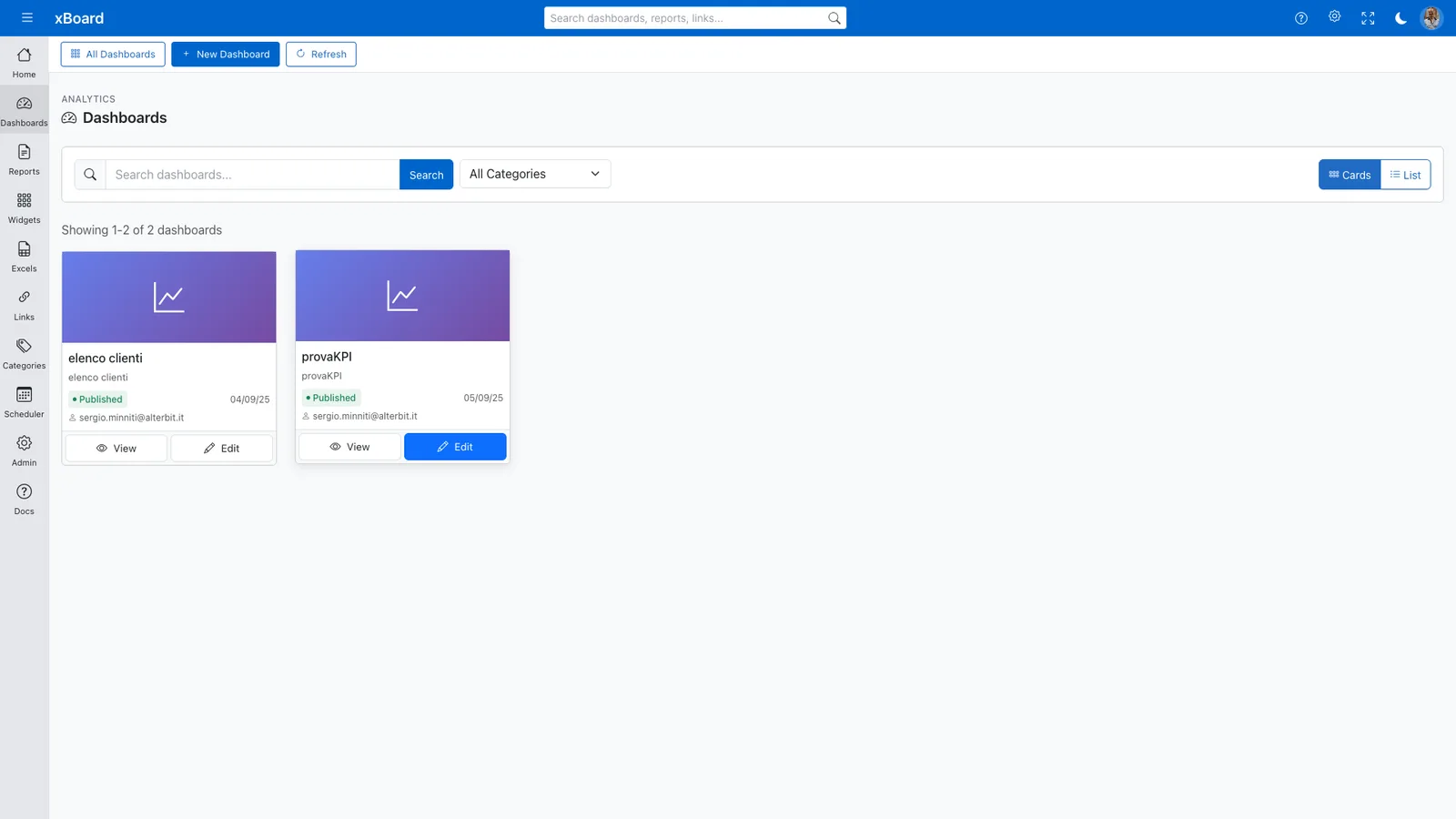 XBoard Create Dashboard